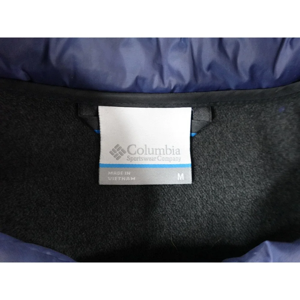 Columbia Puffer Fleece Jacket Men's Size M‎ Gray Blue Zip Up Insulated